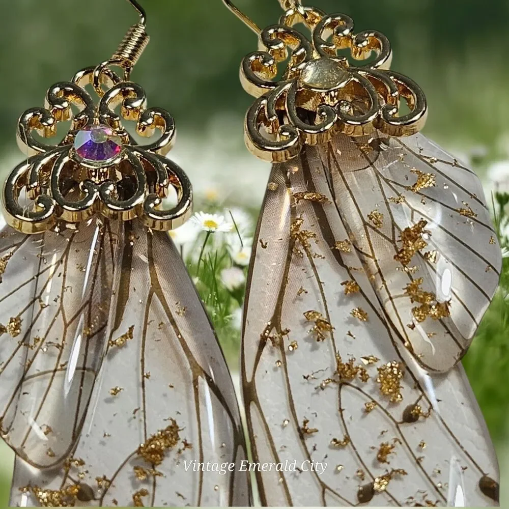 Fairy Butterfly Wings Handmade Earrings Fantasy Nature Magical Insect Witch Bug